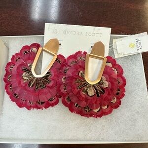 Kendra Scott Diane Maroon Feather Earrings
